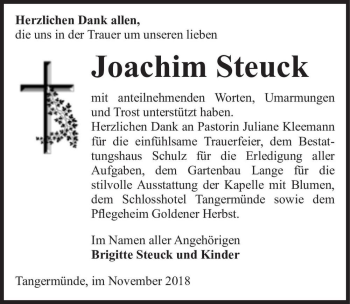 Traueranzeige von Joachim Steuck  von Magdeburger Volksstimme