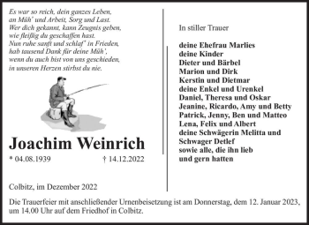 Traueranzeige von Joachim Weinrich  von Magdeburger Volksstimme
