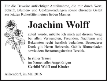 Traueranzeige von Joachim Wolff  von Magdeburger Volksstimme
