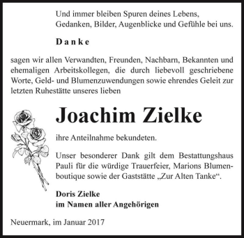 Traueranzeige von Joachim Zielke  von Magdeburger Volksstimme