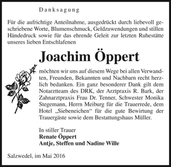Traueranzeige von Joachim Öppert  von Magdeburger Volksstimme