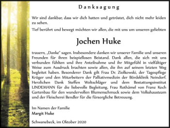 Traueranzeige von Jochen Huke  von Magdeburger Volksstimme