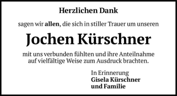 Traueranzeige von Jochen Kürschmer  von Magdeburger Volksstimme