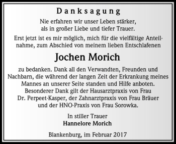 Traueranzeige von Jochen Morich  von Magdeburger Volksstimme