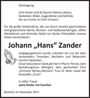 Traueranzeige von Johann ,,Hans