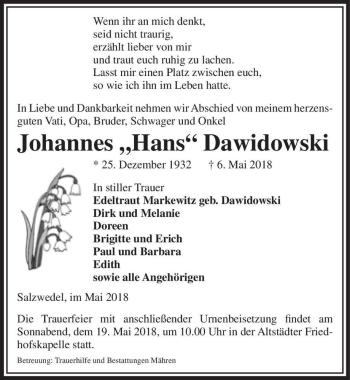 Traueranzeige von Johannes 