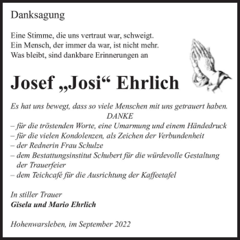 Traueranzeige von Josef 