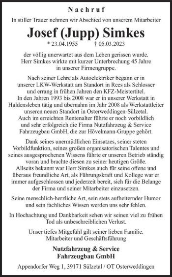 Traueranzeige von Josef 