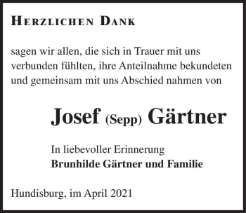 Traueranzeige von Josef 