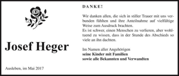 Traueranzeige von Josef Heger  von Magdeburger Volksstimme