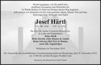 Traueranzeige von Josef Härtl  von Magdeburger Volksstimme