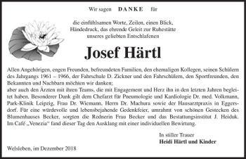Traueranzeige von Josef Härtl  von Magdeburger Volksstimme