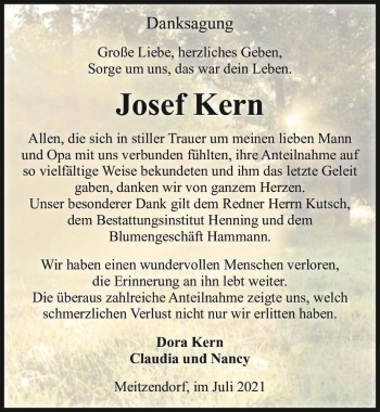 Traueranzeige von Josef Kern  von Magdeburger Volksstimme