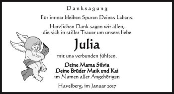 Traueranzeige von Julia  von Magdeburger Volksstimme