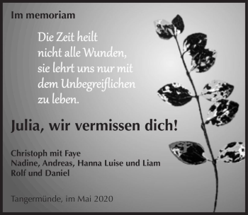 Traueranzeige von Julia  von Magdeburger Volksstimme