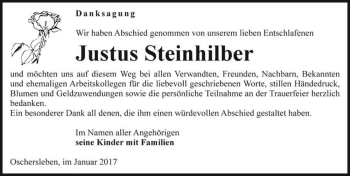 Traueranzeige von Justus Steinhilber  von Magdeburger Volksstimme