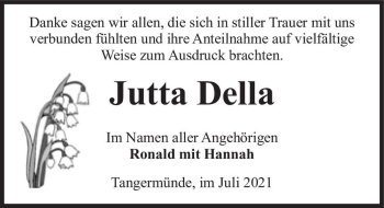 Traueranzeige von Jutta Della  von Magdeburger Volksstimme