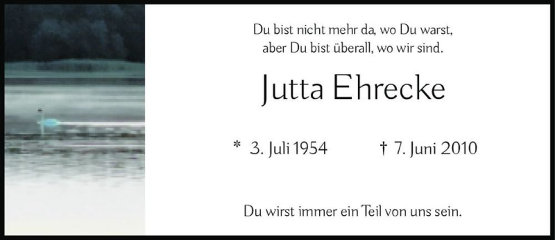  Traueranzeige für Jutta Ehrecke  vom 06.06.2020 aus Magdeburger Volksstimme
