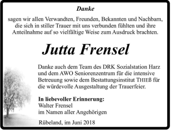 Traueranzeige von Jutta Frensel  von Magdeburger Volksstimme