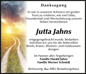 Traueranzeige von Jutta Jahns  von Magdeburger Volksstimme