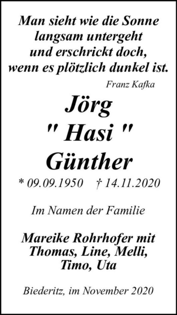 Traueranzeige von Jörg 