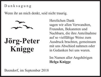 Traueranzeige von Jörg-Peter Knigge  von Magdeburger Volksstimme