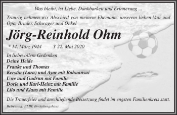 Traueranzeige von Jörg-Reinhold Ohm  von Magdeburger Volksstimme