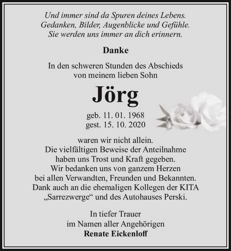  Traueranzeige für Jörg  vom 14.11.2020 aus Magdeburger Volksstimme