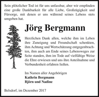 Traueranzeige von Jörg Bergmann  von Magdeburger Volksstimme