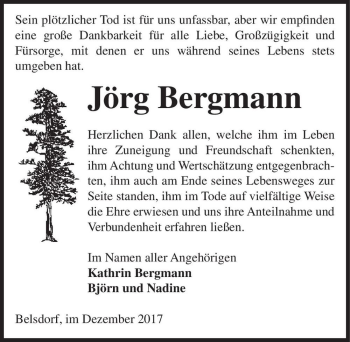 Traueranzeige von Jörg Bergmann  von Magdeburger Volksstimme