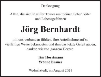Traueranzeige von Jörg Bernhardt  von Magdeburger Volksstimme