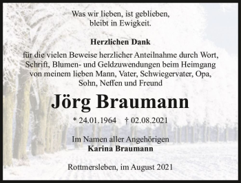 Traueranzeige von Jörg Braumann  von Magdeburger Volksstimme