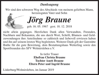 Traueranzeige von Jörg Braune  von Magdeburger Volksstimme