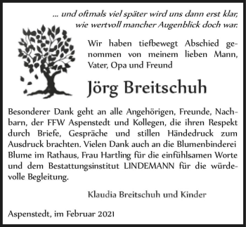 Traueranzeige von Jörg Breitschuh  von Magdeburger Volksstimme