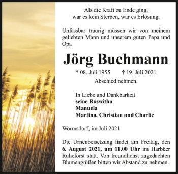 Traueranzeige von Jörg Buchmann  von Magdeburger Volksstimme