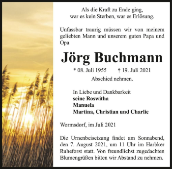 Traueranzeige von Jörg Buchmann  von Magdeburger Volksstimme