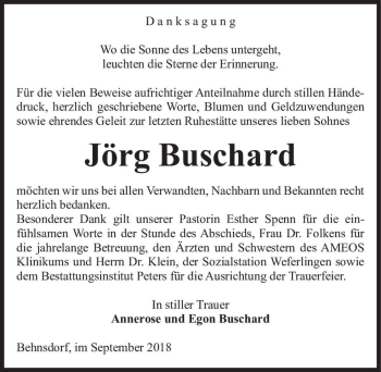 Traueranzeige von Jörg Buschard  von Magdeburger Volksstimme