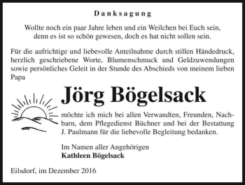Traueranzeige von Jörg Bögelsack  von Magdeburger Volksstimme