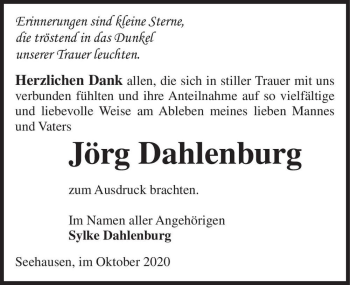 Traueranzeige von Jörg Dahlenburg  von Magdeburger Volksstimme