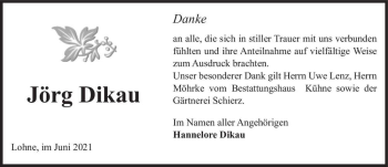 Traueranzeige von Jörg Dikau  von Magdeburger Volksstimme