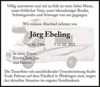 Traueranzeige von Jörg Ebeling  von Magdeburger Volksstimme