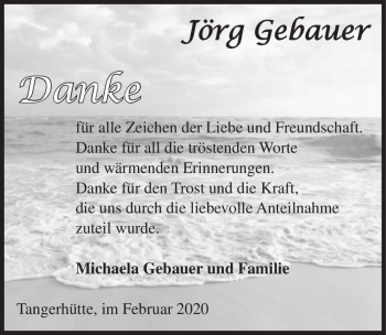 Traueranzeige von Jörg Gebauer  von Magdeburger Volksstimme