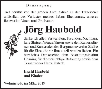Traueranzeige von Jörg Haubold  von Magdeburger Volksstimme