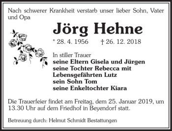 Traueranzeige von Jörg Hehne  von Magdeburger Volksstimme