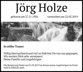 Traueranzeige von Jörg Holze  von Magdeburger Volksstimme