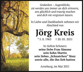 Traueranzeige von Jörg Kreis  von Magdeburger Volksstimme