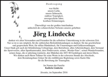Traueranzeige von Jörg Lindecke  von Magdeburger Volksstimme