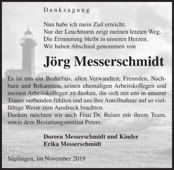 Traueranzeige von Jörg Messerschmidt  von Magdeburger Volksstimme