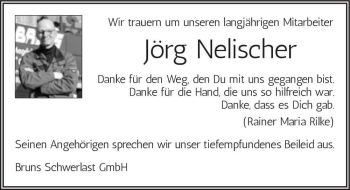 Traueranzeige von Jörg Nelischer  von Magdeburger Volksstimme