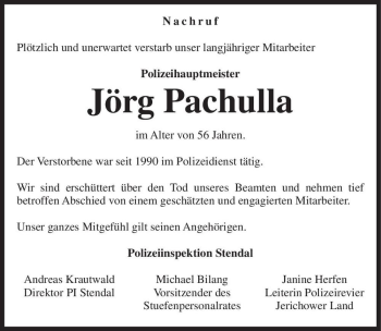 Traueranzeige von Jörg Pachulla  von Magdeburger Volksstimme